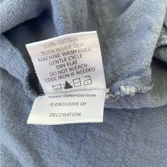 Mudpie Preppy Blue Finnigan Dress Stonewash Off Shoulder RickRack Dress Medium - Picture 7 of 9